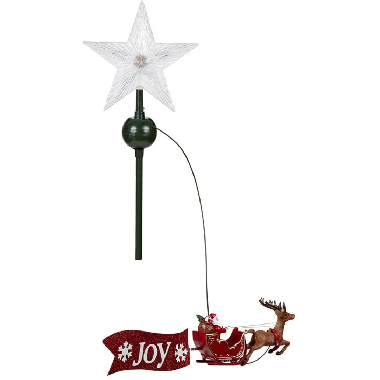 Gifi Cimier tête de sapin animé traineau Père-Noël rotatif avec étoile lumineuse^ Décoration Sapin