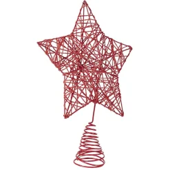 Gifi Cimier tête de sapin Noël forme étoile métal rouge avec corde torsadée^ Décoration Sapin