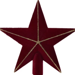 Sale Gifi Cimier tête de sapin Noël étoile velours rouge et doré H19,5cm