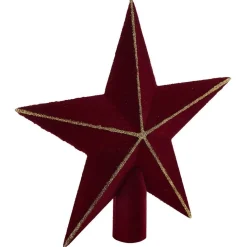 Sale Gifi Cimier tête de sapin Noël étoile velours rouge et doré H19,5cm