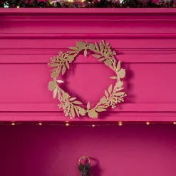 Gifi Couronne à suspendre feuillage doré en métal Ø30cm^ Loisirs Créatifs Et Emballage Cadeau