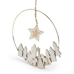 Gifi Couronne à suspendre village de Noël doré^ Décoration Sapin