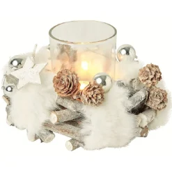 Sale Gifi Couronne décorative de Noël avec bougie