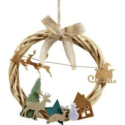Gifi Couronne de Noël en bois avec rennes et traîneau Ø26cm^ Loisirs Créatifs Et Emballage Cadeau