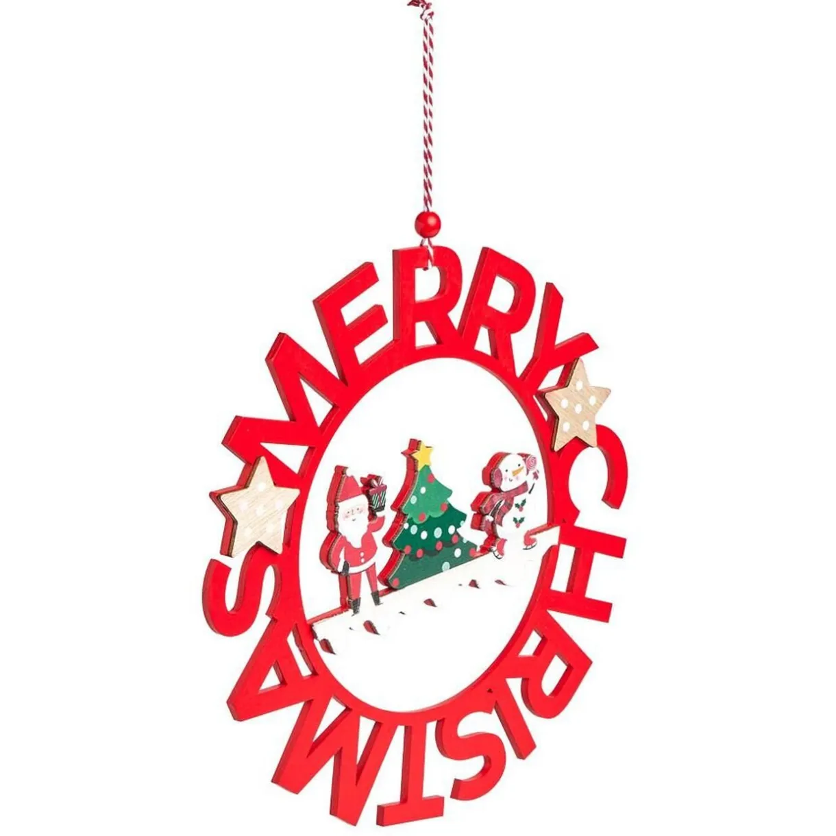Gifi Couronne de Noël Merry Christmas en bois Ø25cm^ Loisirs Créatifs Et Emballage Cadeau