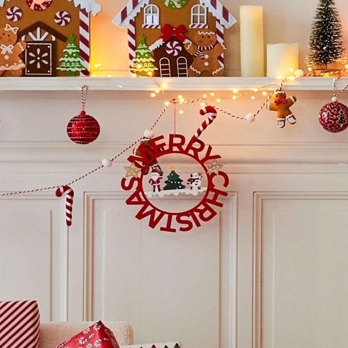 Gifi Couronne de Noël Merry Christmas en bois Ø25cm^ Loisirs Créatifs Et Emballage Cadeau