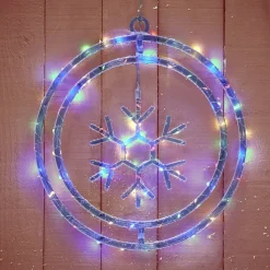 Gifi Couronne lumineuse flocon de neige 72LED multicolore Ø32cm^ Décoration Extérieure De Noël