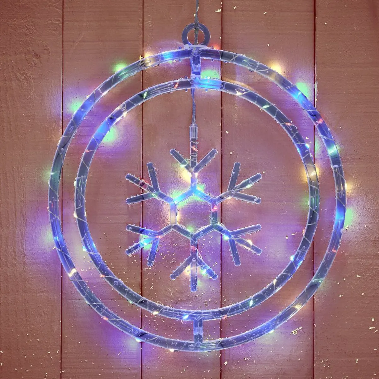 Gifi Couronne lumineuse flocon de neige 72LED multicolore Ø32cm^ Décoration Extérieure De Noël