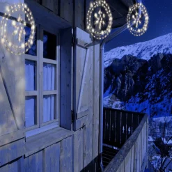 Gifi Couronne lumineuse flocon de neige 72LED blanc chaud Ø32cm^ Décoration Extérieure De Noël