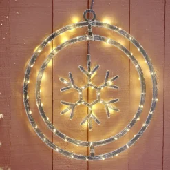 Gifi Couronne lumineuse flocon de neige 72LED blanc chaud Ø32cm^ Décoration Extérieure De Noël