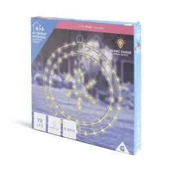 Gifi Couronne lumineuse flocon de neige 72LED blanc chaud Ø32cm^ Décoration Extérieure De Noël