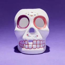 Gifi Crâne décoration Halloween en dolomite style mexicain 7x8xH10cm