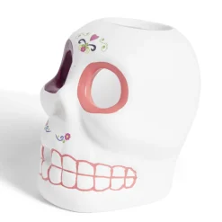 Gifi Crâne décoration Halloween en dolomite style mexicain 7x8xH10cm