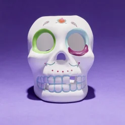 Gifi Crâne décoration Halloween en dolomite style mexicain 7x8xH10cm