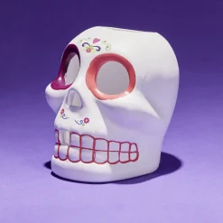 Gifi Crâne décoration Halloween en dolomite style mexicain 7x8xH10cm