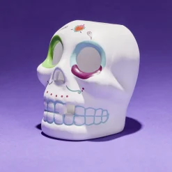 Gifi Crâne décoration Halloween en dolomite style mexicain 7x8xH10cm