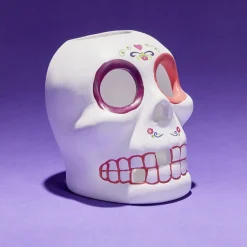 Gifi Crâne décoration Halloween en dolomite style mexicain 7x8xH10cm