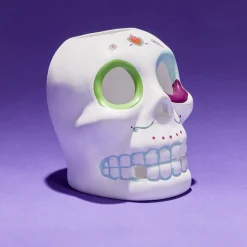 Gifi Crâne décoration Halloween en dolomite style mexicain 7x8xH10cm