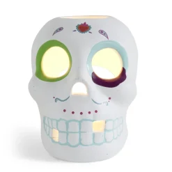 Gifi Crâne décoration Halloween en dolomite style mexicain 7x8xH10cm