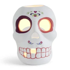 Gifi Crâne décoration Halloween en dolomite style mexicain 7x8xH10cm
