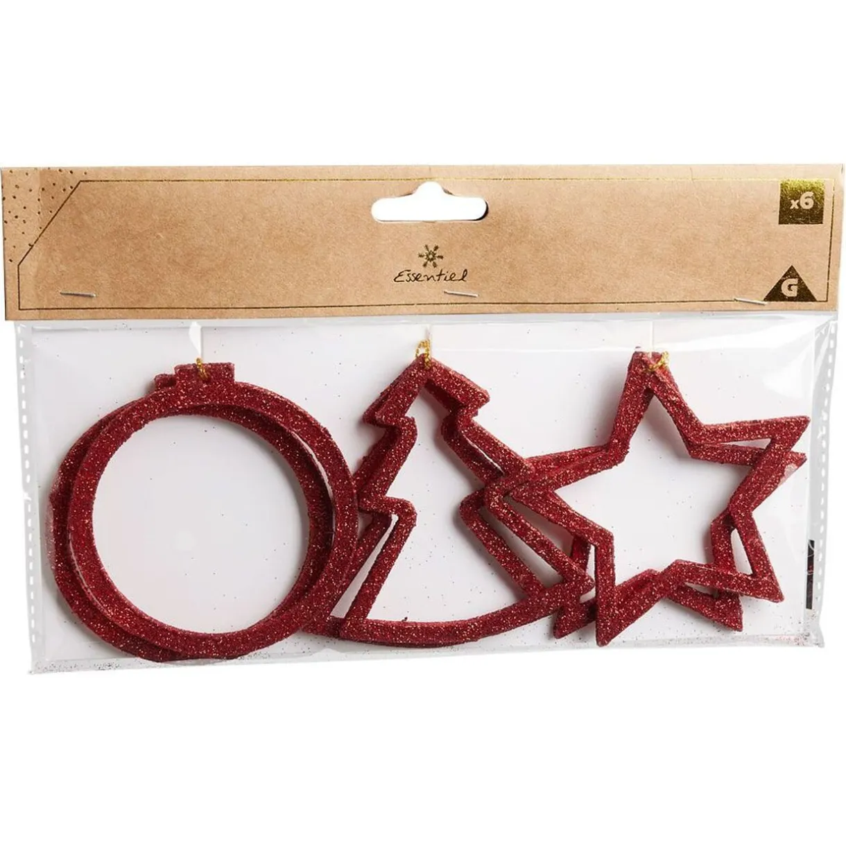 Gifi Déco à suspendre étoile/sapin/boule rouge x6^ Décoration Sapin