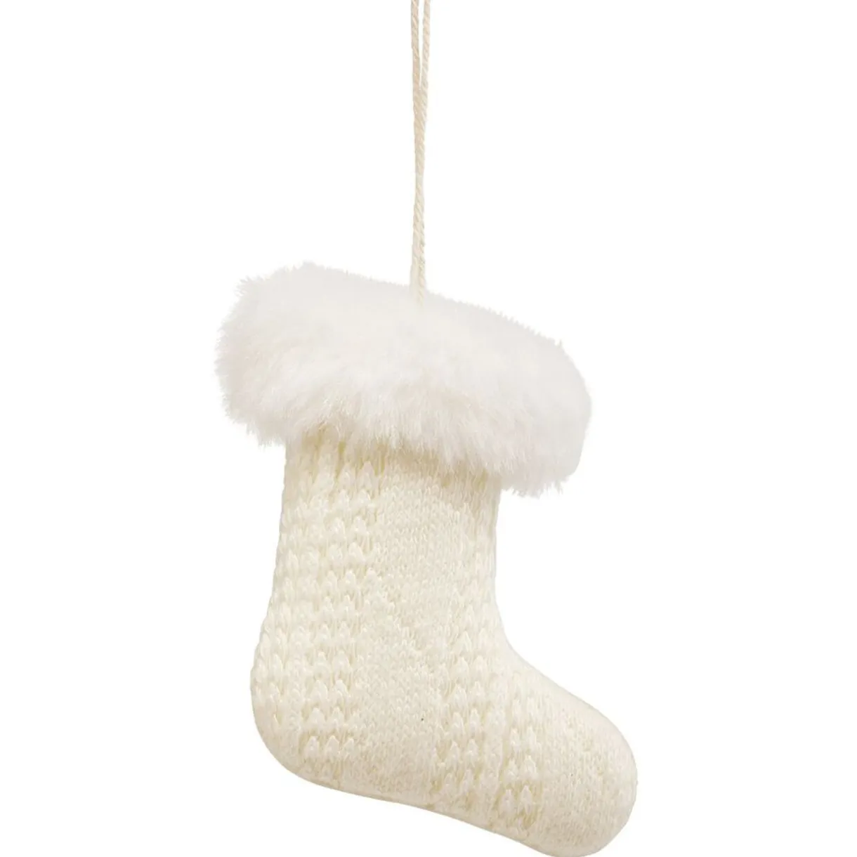 Gifi Déco à suspendre tricot et fausse fourrure blanche H.9 cm^ Décoration Sapin