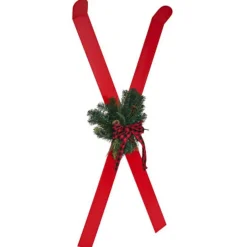 Gifi Décoration à poser ski bois rouge x2^ Décoration Intérieure De Noël