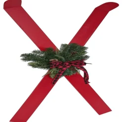 Gifi Décoration à poser ski bois rouge x2^ Décoration Intérieure De Noël