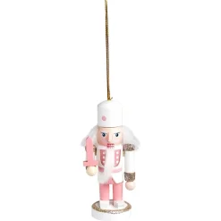 Clearance Gifi Décoration à suspendre Casse-noisette en bois rose et blanc H10cm