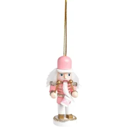 Clearance Gifi Décoration à suspendre Casse-noisette en bois rose et blanc H10cm