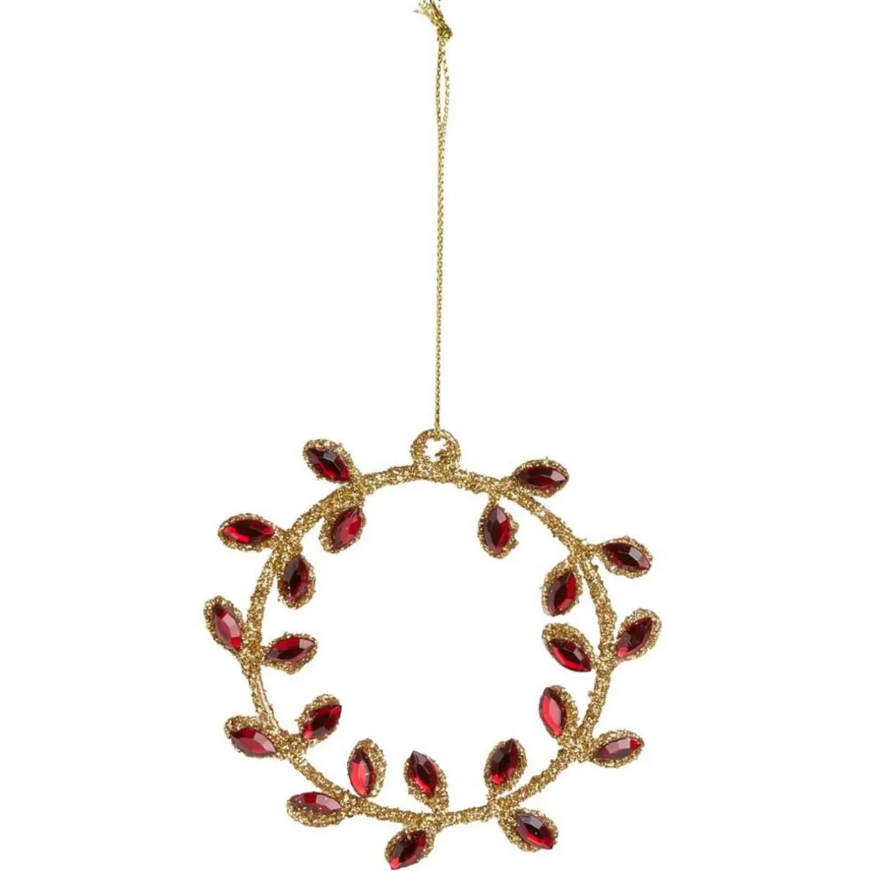 Gifi Décoration à suspendre couronne dorée avec ornement rouge ou bleu Ø8,5cm^ Décoration Sapin