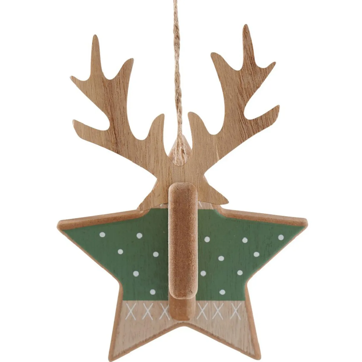Gifi Décoration à suspendre de Noël coeur étoile cerf naturelle^ Décoration Sapin