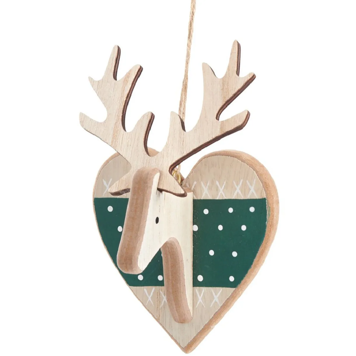 Gifi Décoration à suspendre de Noël coeur étoile cerf naturelle^ Décoration Sapin
