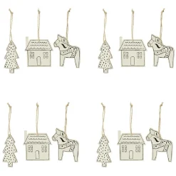 Gifi Décoration à suspendre en bois sapin maison cheval x12^ Décoration Sapin