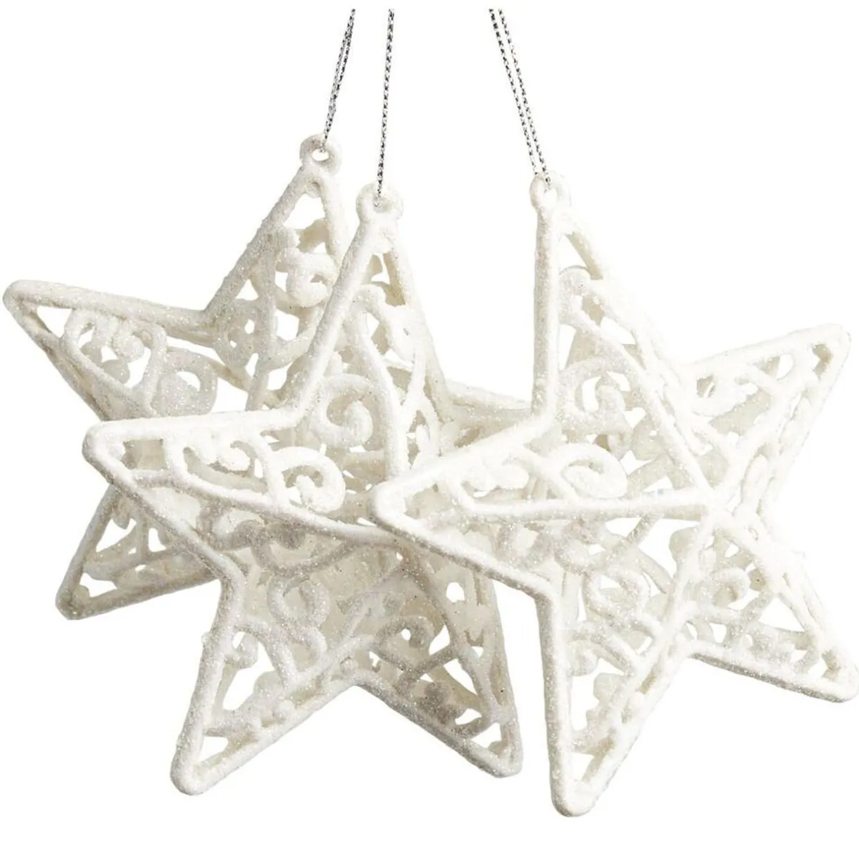 Gifi Décoration à suspendre Noël étoile pailletée blanc x3^ Décoration Sapin