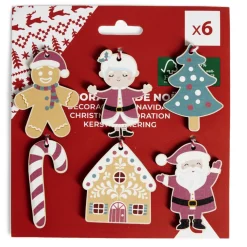Hot Gifi Décoration à suspendre Noël en bois Candyland 6 pièces