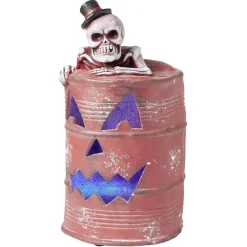 Gifi Décoration baril effet rouillé squelette LED Ø25xH50cm