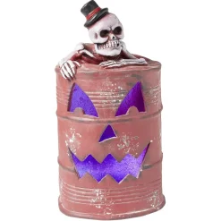 Gifi Décoration baril effet rouillé squelette LED Ø25xH50cm