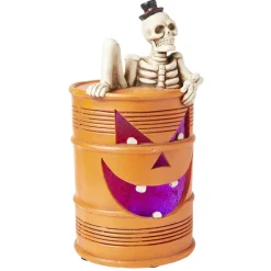 Clearance Gifi Décoration baril squelette LED orange Ø25xH50cm