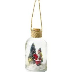 Gifi Décoration bocal lumineux avec scène de Noël H20cm^ Décoration Intérieure De Noël