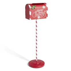 Gifi Décoration boîte aux lettres de Noël rouge et blanche H100cm^ Décoration Extérieure De Noël