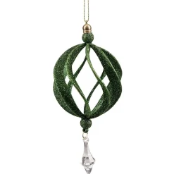 Gifi Décoration boule de Noël ajourée vert pailleté Ø8 cm^ Décoration Sapin