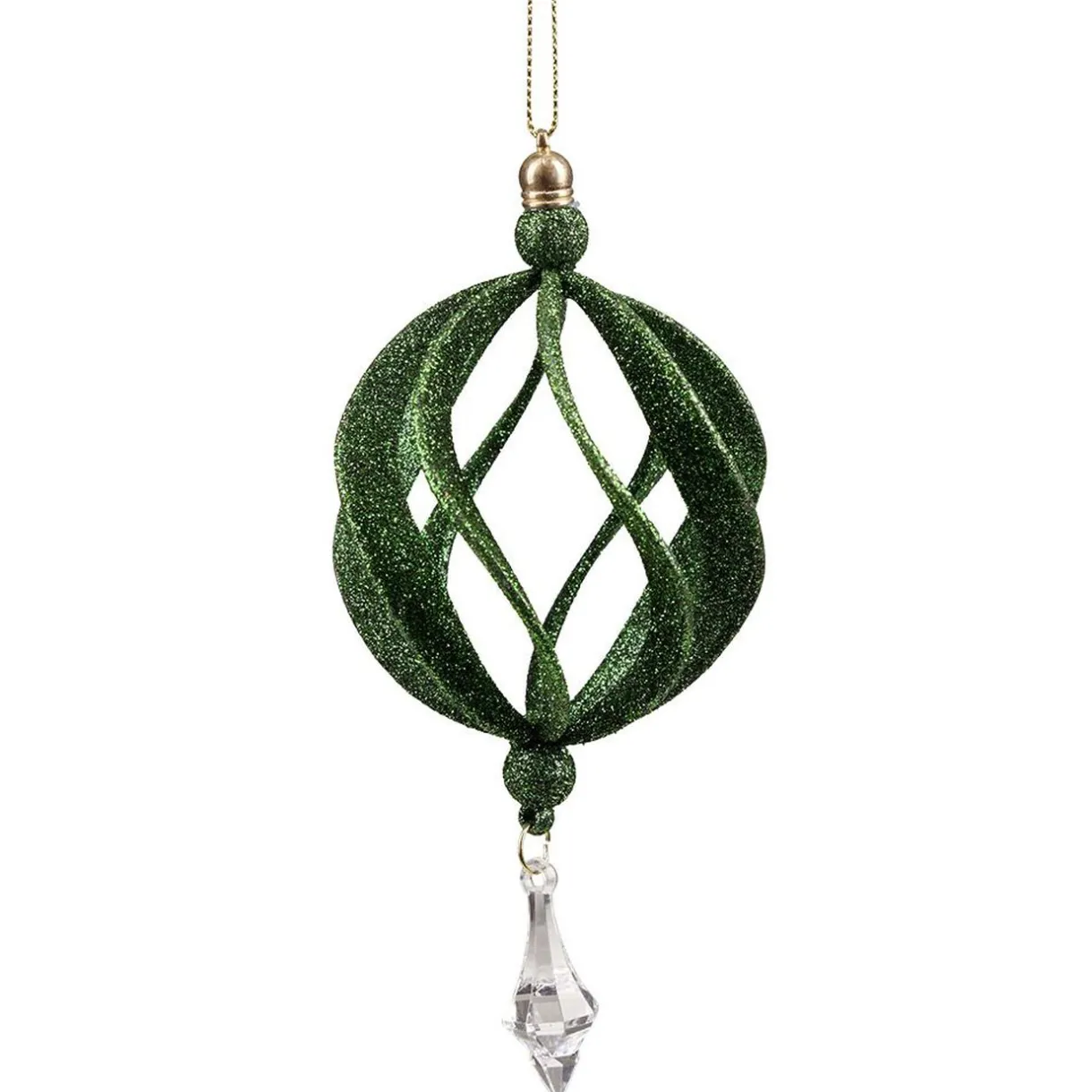 Gifi Décoration boule de Noël ajourée vert pailleté Ø8 cm^ Décoration Sapin