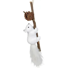 Gifi Décoration Écureuil sur branche à poser Noël blanc naturel^ Décoration Sapin