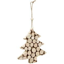 Gifi Décoration de Noël à suspendre, effet rondins de bois