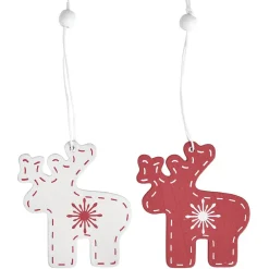 Gifi Décoration de Noël à suspendre en bois rouge et blanc x12^ Décoration Sapin