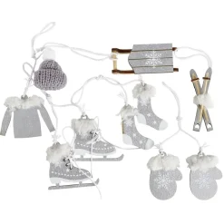 Gifi Décoration de Noël à suspendre forme traineau et vêtements en bois x6