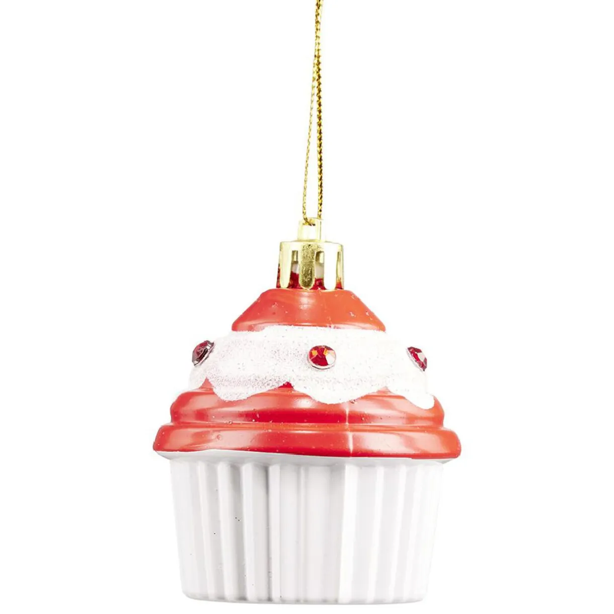 Gifi Décoration de Noël cupcake à suspendre rouge et blanc H.6 cm^ Décoration Sapin