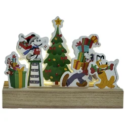 Gifi Décoration de Noël lumineuse à poser Disney sur socle bois Mickey et ses amis^ Décoration Intérieure De Noël