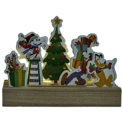 Gifi Décoration de Noël lumineuse à poser Disney sur socle bois Mickey et ses amis^ Décoration Intérieure De Noël